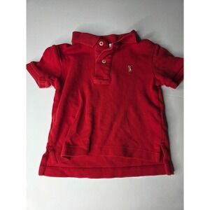 Ralph Lauren Baby Boys Red Short Sleeve Pique Polo Shirt Size 9M